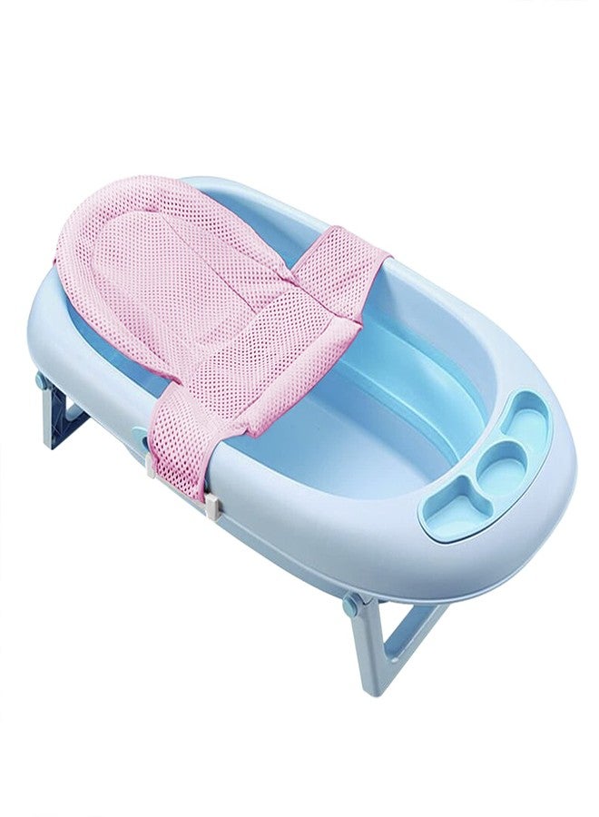 RUIXIA Universal Adjustable Baby Bath Tube Support Mesh Net Soft Breathable Infants Shower Pad Bathing Mat 4-Points Anti-Slip Bathtub Seat with Sponge Cushion Age 0-36 Months, TPink, One Size - Image 2